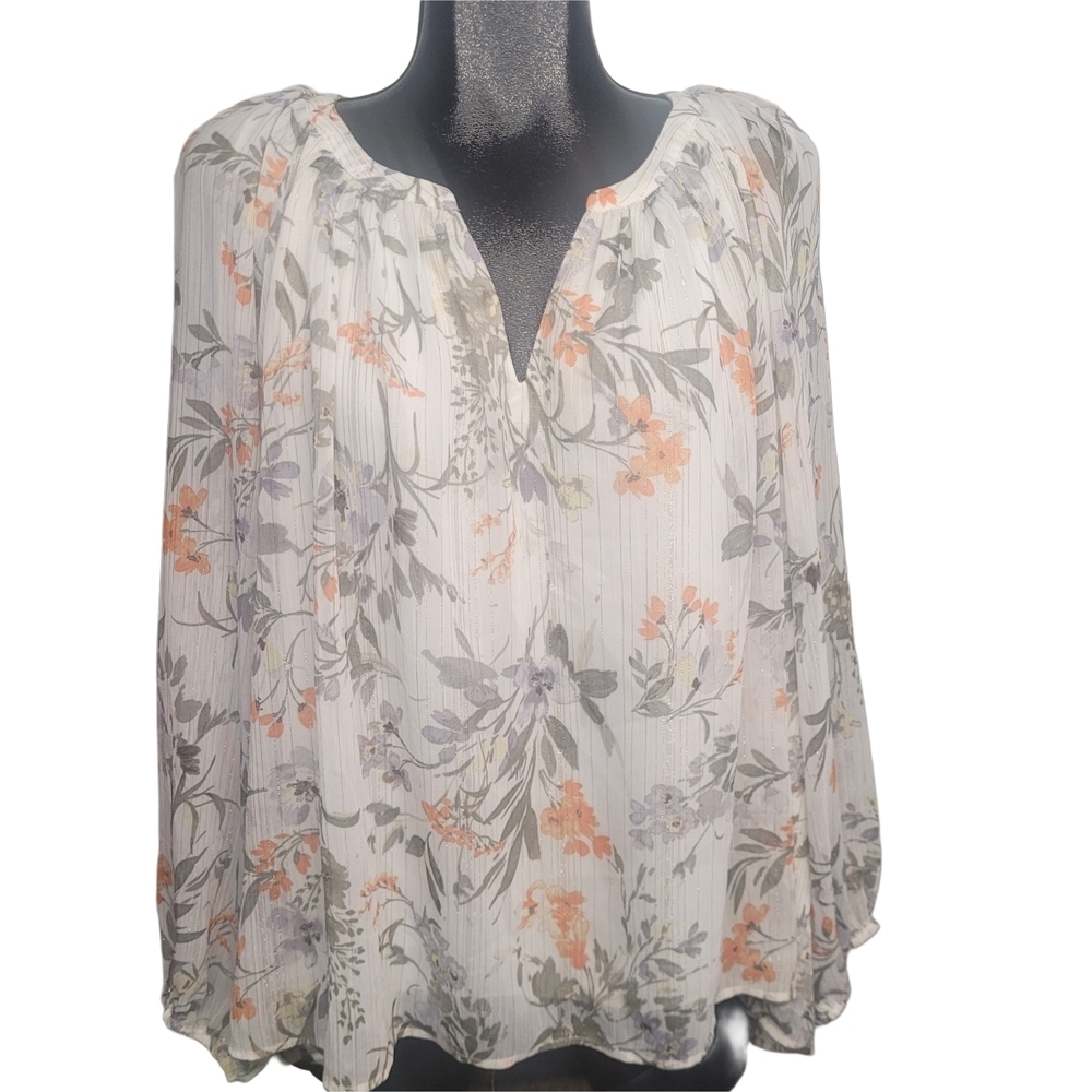 My Danielle Cream Boho Chic Peasant Blouse In A Floral Print Size XL